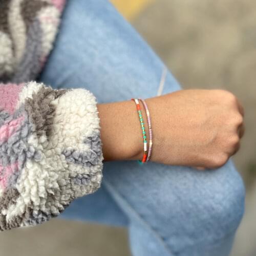 QUANCHI Boho Bracelet Miyuki Seed Beads Bracelets for Women Summer New Stackable Handmade Cotton Thread Jewelry Wholesale