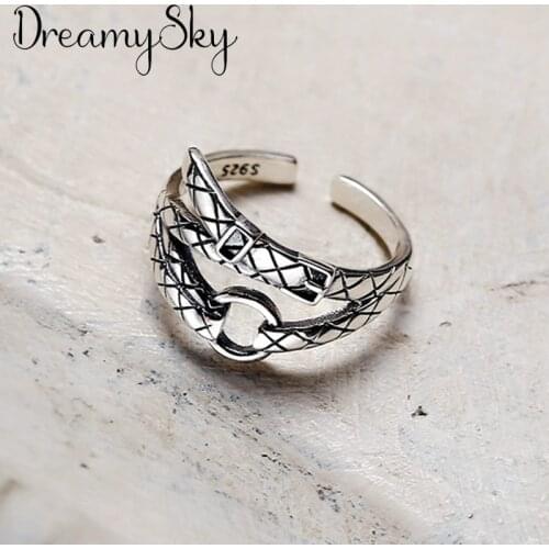 Punk Vintage Big Belt Ring For Women Men Adjustable Size Geometric Rings Exquisite Creative Jewelry Wholesale 2021