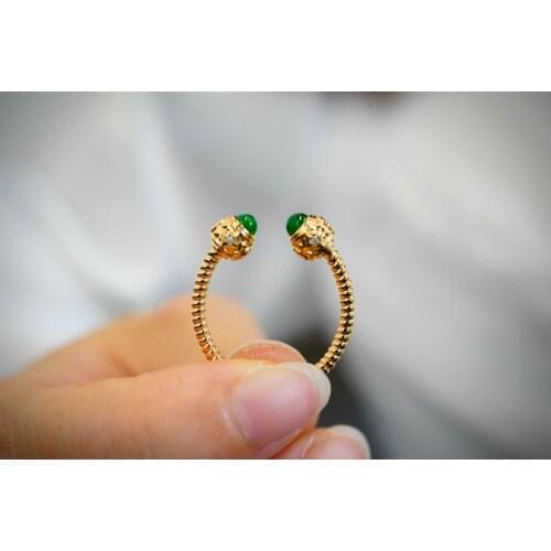 SX Solid 18K Gold 0.32ct Nature Emerald Gemstones Rings for Women Fine Jewelry Presents the Six-word Admonition