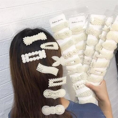 10PCS/Set Women Girls Elegant Imitation Pearls Geometric Hairpins Sweet Hair Ornament Clips Barrettes Fashion Hair Accessories