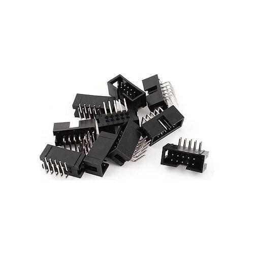 100pcs 90 Degree 10 Pin 2 Row 2.54mm Male JTAG Socket Connector Box Header DC3-10