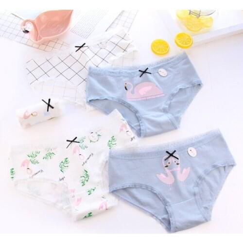 2pcs Kawaii Lingerie Womens Panties Seamless Cotton Thong Briefs Cartoon Print Cute Underwear Thongs Mid-rise Underpants Women