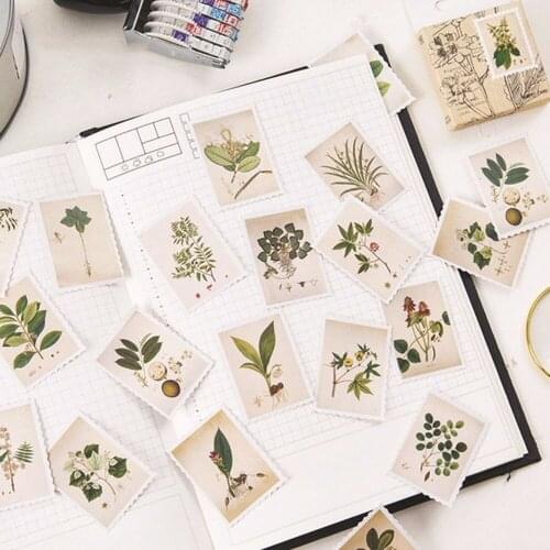 2020 NEW 45 pcs/ box Vintage Plants Stamp Mini paper sticker Decoration DIY diary scrapbooking seal sticker Kids Gift