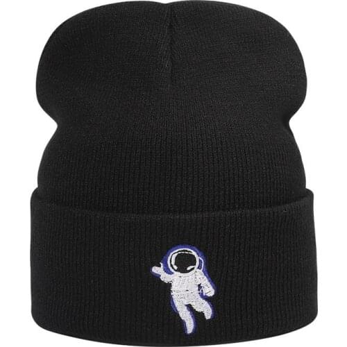 2021 Acrylic Solid Color Cartoon astronauts Thicken knitted hat winter warm hat Skullies cap beanie hat for Men and Women 09
