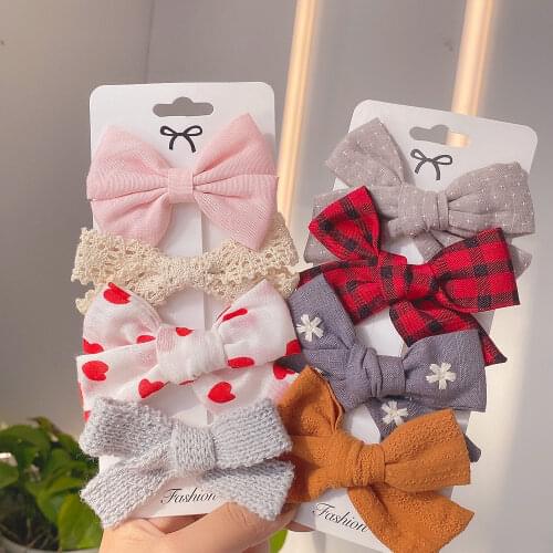 4Pcs/Set Leopard Knitting Hair Clip Cute Bowknot Hair Clips Handmade Hairpins Barrettes For Girls Headwear Kids Hair Accessories
