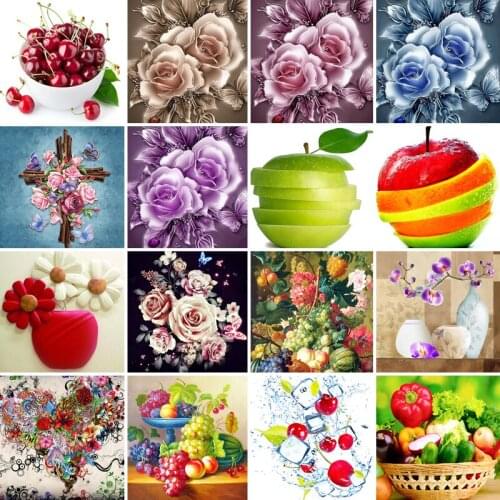 40/50/60/70diamond painting 5D Full Square Diamond embroidery mosaic Cross Stitch Flower fruit DIY home Decoration festival Gift