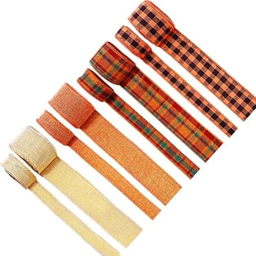 5 Yards Christmas Wired Ribbon Thanksgiving Decor Plaid Burlap Wired Edge Ribbon For Wreath Gift Wrapping Ribbon Christmas Decor