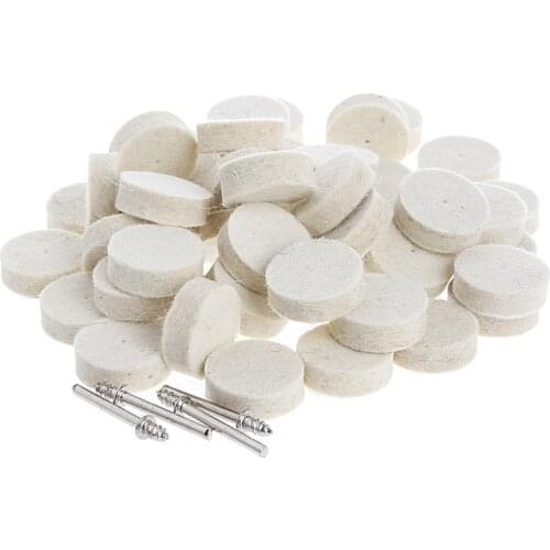 50Pcs 25mm Wool Felt Polishing Buffing Wheel Grinding Pad + 4Pcs 3.15 mm Shanks L15