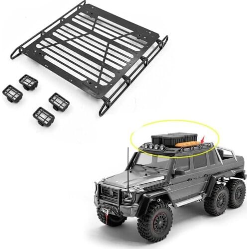 Rc Crawler Car Body Roof Rack Luggage Racks With Spotlights For 1/10 Scale Traxxass TRX-6 Benzz 6X6 G63 Model Toys Truck Parts