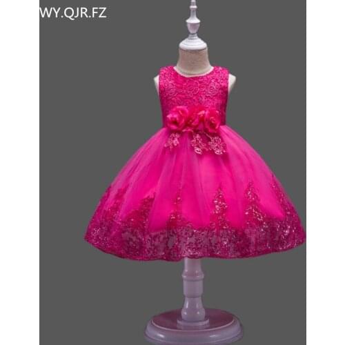 BH575M#Ball Gown rose Flower girl dress lace performance Small host costumes Childrens garments cheap wholesale dress in China