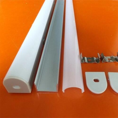 Free Shipping 2m/pcs aluminum channel with milky white PC cover and plastic end caps and metal clips 30m/lot