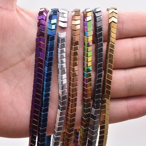 Natural Stone Hematite Beads 6mm Gold/Silver Color Plating Coated Arrow Shape Spacer Loose Beads For Diy Jewelry Marking 15"