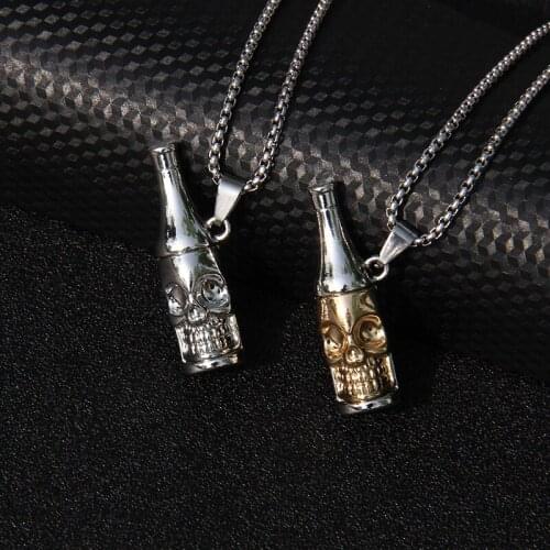 2021Trend Fashion Hip Hop Long Chain Necklace Women Mens Jewelry Gift Personality Beer Bottle Pendant Necklace Accessories