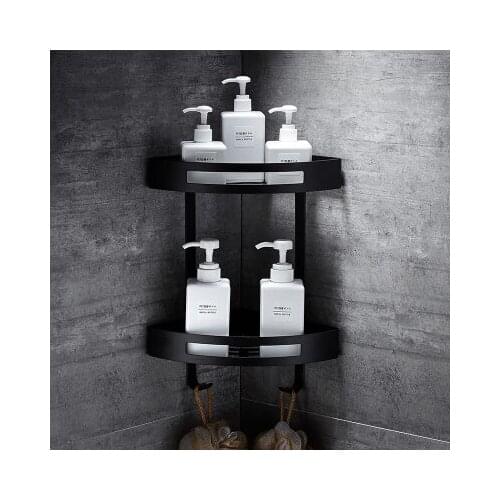 304 stainless steel black antique shelf triangle basket European bathroom corner frame square basket corner frame