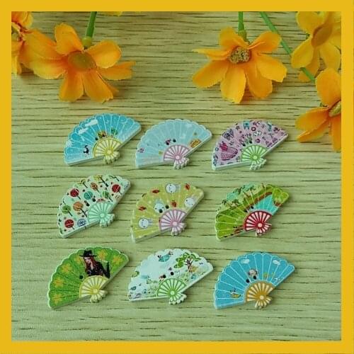 Wooden Buttons Buttons For Craft Fan shape Randomly Mixed Decorative Scrapbooking Buttons Sewing Supplies Accessories 150PCs