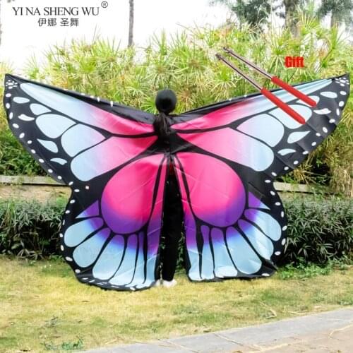Kids/Adults Bellydance Colorful Monarch Butterfly Wings For Child Women Belly Dance Costume Accessory Wings 2 Style With Sticks