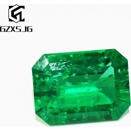 GZXSJG 12x14mm Hydrothermal Colombia Emerald Lab grown Loose Gemstone for Ring Earrings Necklace Emerald cutting Customized DIY