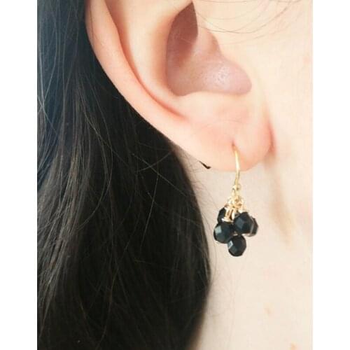 KBJW chic black crystals drop earrings mature grape shape crystal bead handmade earring for women sweet jewelry for women girl