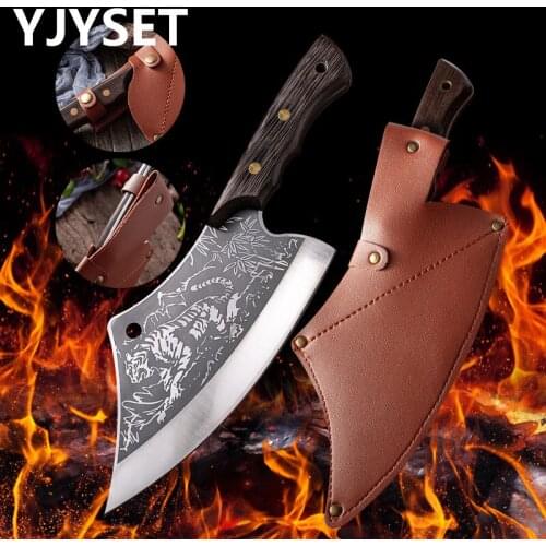 Kitchen Knife Stainless Steel Chopping Knife Household Tiger Pattern Chopping Cutting Chicken Duck Slaughter Fish Knife Cover