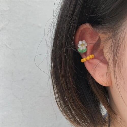 Cute Ear Cuff Candy Color Flower Non-Piercing Ear Clips Fake Cartilage Earring Set Jewelry For Women Wholesale Gifts Earrings