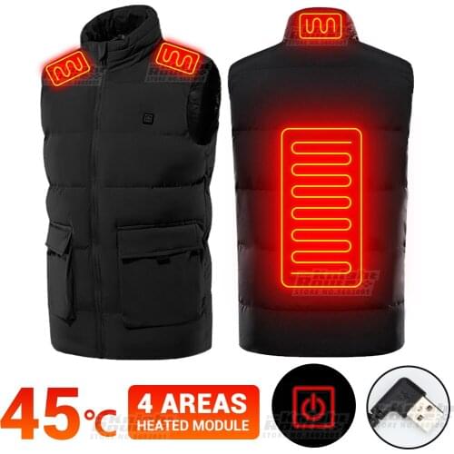 4 Areas Eletice Heating Jacket USB Hetaed Vest Winter Motorcycle Jacket Thermal Warm Men Outerwaear Touring Hunting Clothing Ski