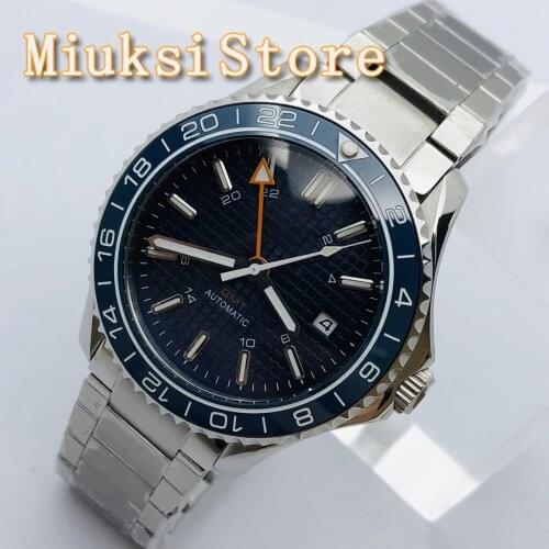 BLIGER Mens Top Sterile Mechanical Watch Sapphire Glass Ceramic Bezel Date Luminous Waterproof Mens GMT Automatic Watch