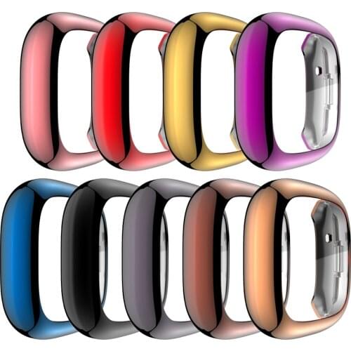 Soft Tpu Case for Fitbit Versa 3 2 1 & Sense Waterproof Watch Shell Cover Screen Protector for Fitbit Versa 3 Full Cover Case