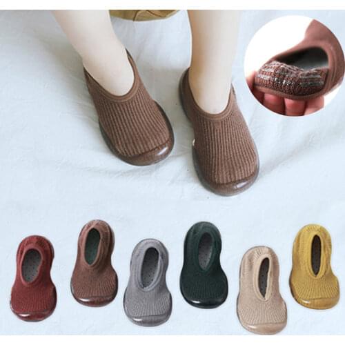 Baby Boys Girls Sock Shoes Autumn Non-slip Floor Socks Kids Soft Rubber Sole Toddler Shoes Socks Baby Socks with Rubber Soles