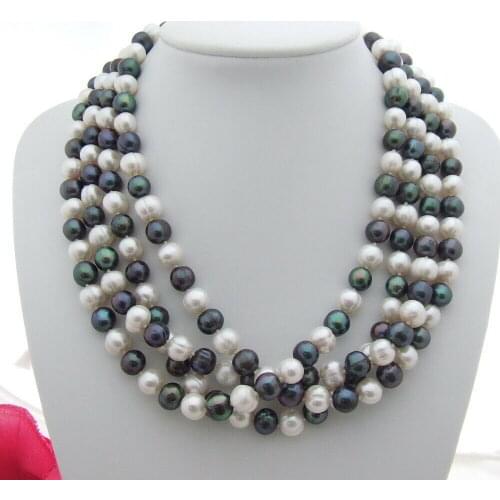 Handmade 4 strands 9-10mm gray colorful freshwater cultured pearl necklace 51 cm fashion jewelry