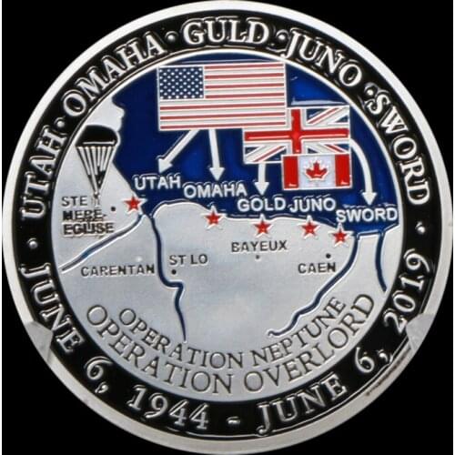 1944 -2019 D-Day 75th Anniversary Of Normandy Landing Silver Commemorative Coins Military Challenge Gifts