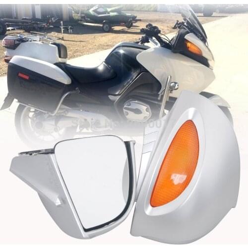 Fits For BMW Side Rear mirrors Rearview W/ Amber Lens R1100RT R1150RT R1100 RT R1150 RT Silver New