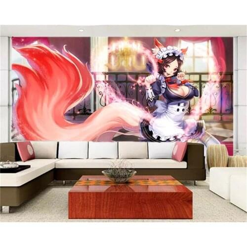 Custom 3d Comic Wallpaper Cartoon Sexy Beauty Fox Living Room Bedroom TV Background Wall Silk Wallpaper