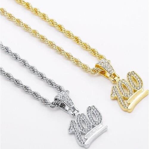 Hot Hip Hop Charm Pendants Rock For Men Jewelry Gift Number 100 Points Iced Out Bling Chains Gold Stainless Steel Necklace