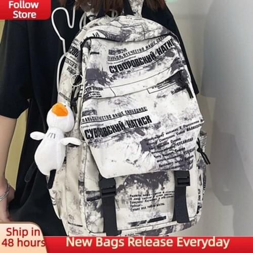 Casual Large Capacity School Backpack Waterproof Nylon High Quality Travel Fashion Shoulder Bags Letter Laptop Womens Backpack