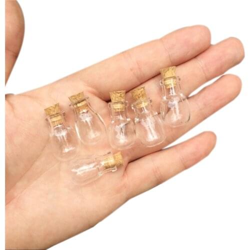 10 pcs 15x24x6 mm Clear Transparent Empty Small Glass Bottles With Corks DIY Mini Water Drop Shaped Pendants Bottles Gifts Vials