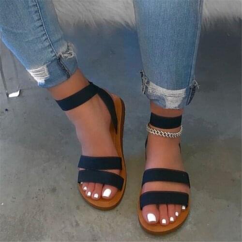 Women Casual Sandals Summer Shoes Ladies Elastic Band Slip On Plus Size Woman Footwear Beach Comfort Female Fashion 2021 New
