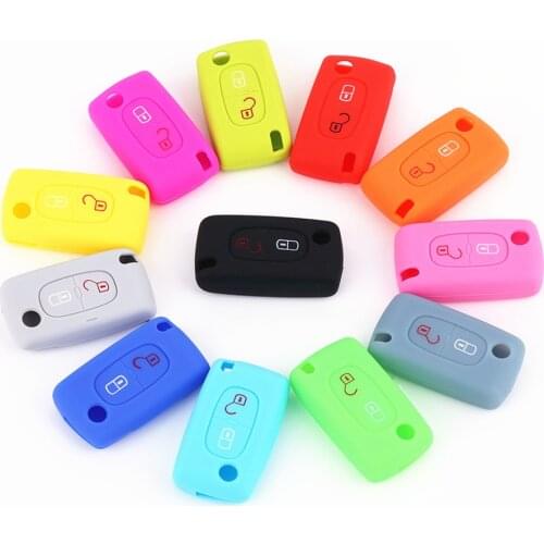 Silicone Car Key Case Cover Flip Remote Skin Holder For PEUGEOT 308 207 307 807 3008 5008 Citroen C2 C3 C4 C8 Car Accessories
