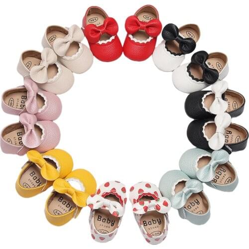Infant Baby Girls Princess Lovely Toddler Mary Jane Flats Non-Slip Bowknot Shoes Party Wedding Children Prewalker 0-18 Months