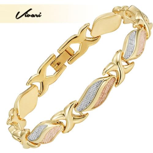 Vivari Luxury Women Magnetic Bracelet Bangle For Women Power Energy Zinc Alloy 3-Tone Color EMBA204T Women Trinket Jewelry