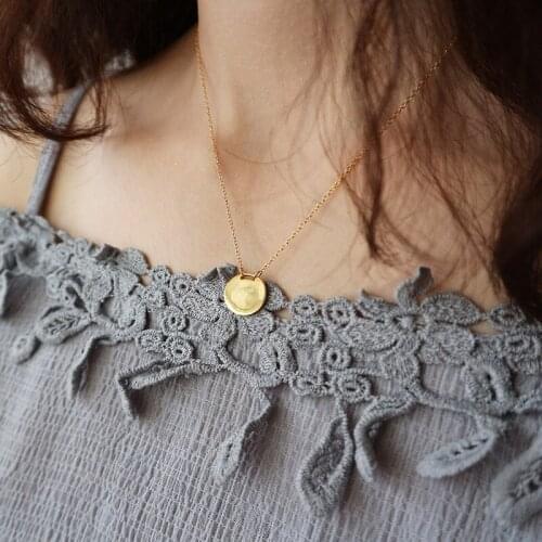 WTLTC 925 Sterling Sliver Small Initial Coin Necklaces Femme Round Disc Necklace Custom Layered Necklace Minimalist Bijoux Boho