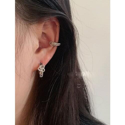 Heart Shaped Belt Hoop Earrings For Women With Silver Colour Ins Wind Vintage Daily Cool Personality Korean Trend Unisex Jewelry