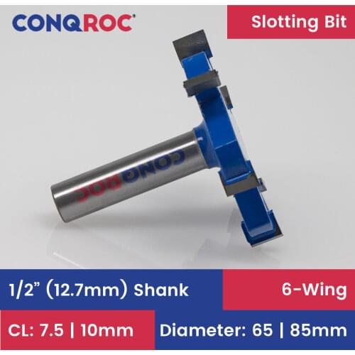 1/2" 12.7mm Shank 6 Cutting Edges T-Slot Router Bit for Wood Industrial Grade Milling Cutter