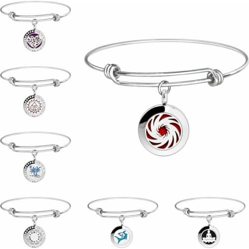1pc Stainless Steel Wire Bracelet Aromatherapy DIY Charm Bangles Perfume Essential Oil Diffuser Bracelet for Christmas Gift