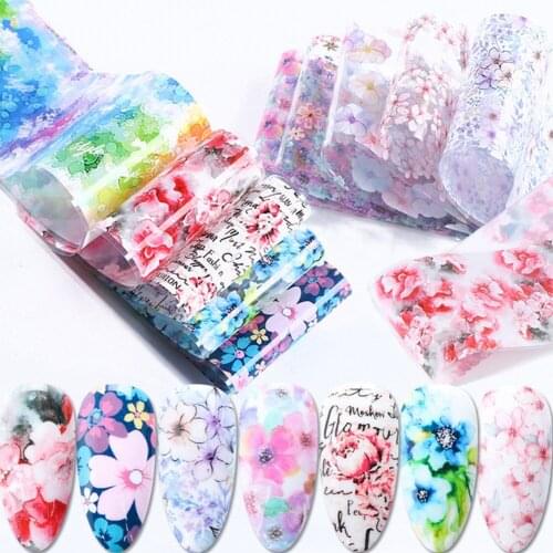 10 pcs Nail Art Star Sticker English Small Floral Watercolor Flower Nail Art Sticker Transfer Lace Sticker Decoration Design