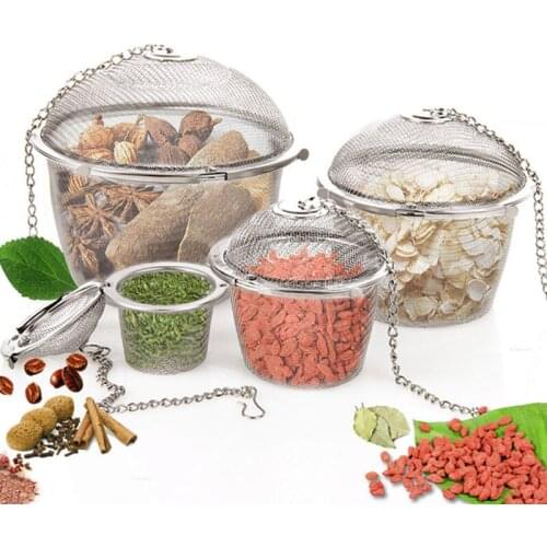 3 Size Stainless Steel Tea Locking Spice Egg Shape Ball Mesh Infuser Tea Strainer With 2 Handles Lid