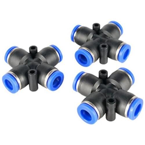 4 Way Cross Shape Equal Pneumatic 4mm 6mm 8mm 10mm 12mm OD Hose Tube Push In 4-Port Air Splitter Gas Connector Quick Fitting