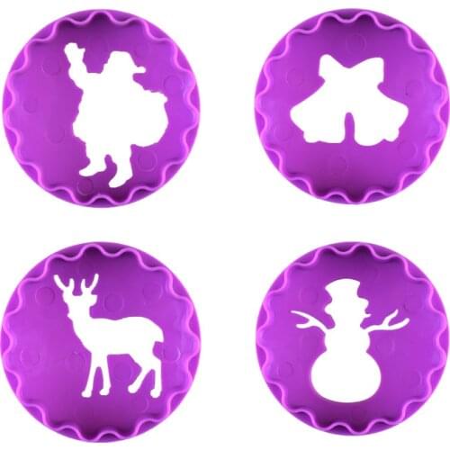 4Pcs/Set Christmas Series Plastic Biscuit Mold DIY Cake Decorating Tools Cookie Cutter Stamp Fondant Embosser Die Bakeware