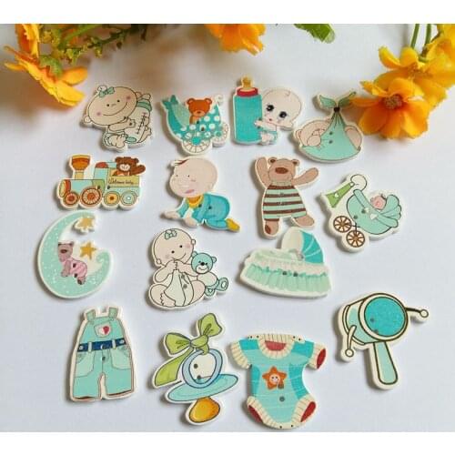 40pcs/lot Randomly mixed baby Wooden Buttons Craft DIY Scrapbooking Buttons Home Decor Sewing Accessories