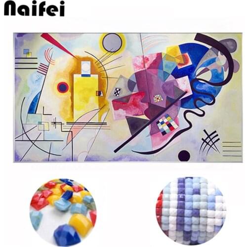 5D DIY Diamond Painting Cross Stitch Kandinsky Abstract Famous Painting Red Yellow Blue Art Rhinestone Full Diamond Embroidery