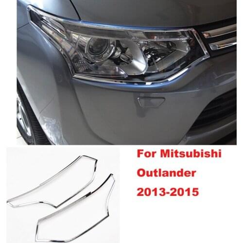 ABS Chrome Front Trunk Headlight Cover Trim Styling Garnish For Mitsubishi Outlander 2013-2015